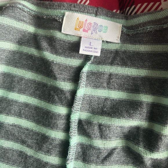 Lularoe Sarah long cardigan striped mint - Picture 2 of 4